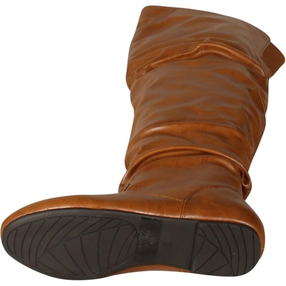 Women's Pu Tan Polyurethane (PU) Knee High Pointed Toe Low Heel Western Boots - Picture 4 of 4